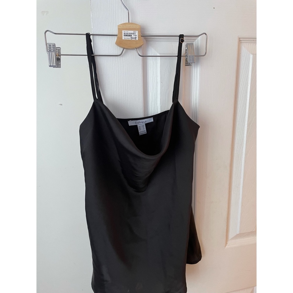 Straight Cowl Neck Satin Look Top